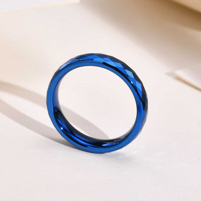 Faceted Black Silver Blue Gold Plated Diamond Cut High Polished Tungsten Rings TRENDY Style for Men and Women's Jewelry