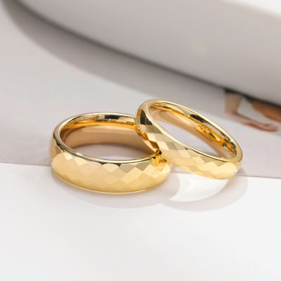 Polish Diamond Cut Faceted Silver Gold Tungsten Wedding Ring for Men Women TRENDY Style Religious Type