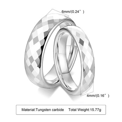 Polish Diamond Cut Faceted Silver Gold Tungsten Wedding Ring for Men Women TRENDY Style Religious Type