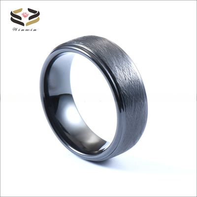 Third Party Appraisal Religious Type Black Tungsten Carbide Ring for Engagement and Wedding in Step Edges Design