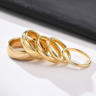 Geometric High Polished 18K Gold Plated Wide 2/3/4/6/8mm Simple Tungsten Carbide Ring Men Women Wedding Band TRENDY Style