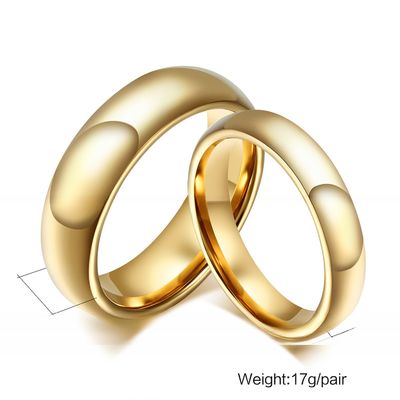 Geometric High Polished 18K Gold Plated Wide 2/3/4/6/8mm Simple Tungsten Carbide Ring Men Women Wedding Band TRENDY Style