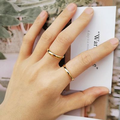 Geometric High Polished 18K Gold Plated Wide 2/3/4/6/8mm Simple Tungsten Carbide Ring Men Women Wedding Band TRENDY Style