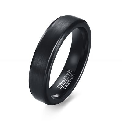 5mm Silver/Gold/Black Basic Tungsten Carbide Ring Brushed Step Edge Men Women Engagement Promise Wedding Band