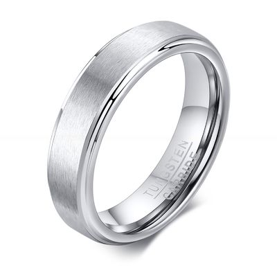 5mm Silver/Gold/Black Basic Tungsten Carbide Ring Brushed Step Edge Men Women Engagement Promise Wedding Band