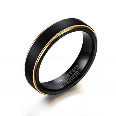 5mm Silver/Gold/Black Basic Tungsten Carbide Ring Brushed Step Edge Men Women Engagement Promise Wedding Band