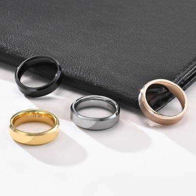Basic Men's 6mm Tungsten Carbide Ring Polished Plain Silver Black Gold Rose Gold Comfort Fit Wedding Engagement Band Made