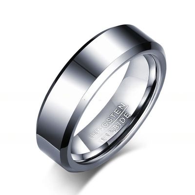 Basic Men's 6mm Tungsten Carbide Ring Polished Plain Silver Black Gold Rose Gold Comfort Fit Wedding Engagement Band Made