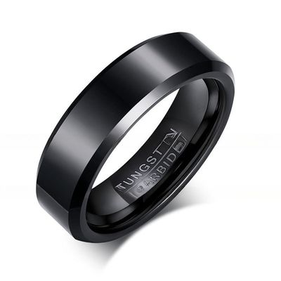 Basic Men's 6mm Tungsten Carbide Ring Polished Plain Silver Black Gold Rose Gold Comfort Fit Wedding Engagement Band Made