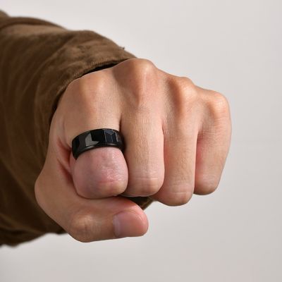 Men's 8mm Gold Black Faceted Tungsten Carbide Rings High Polished Wedding Bands for Couple Fashion Jewelry Comfort Fit