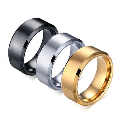 8mm Classic Tungsten Rings for Mens Wedding Band Beveled Edges Gold Black Silver Simple Geometric Band Wedding Jewelry