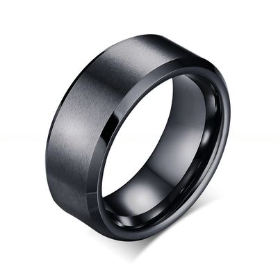 8mm Classic Tungsten Rings for Mens Wedding Band Beveled Edges Gold Black Silver Simple Geometric Band Wedding Jewelry