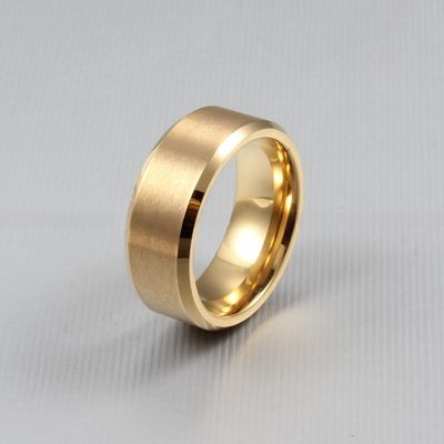 8mm Classic Tungsten Rings for Mens Wedding Band Beveled Edges Gold Black Silver Simple Geometric Band Wedding Jewelry