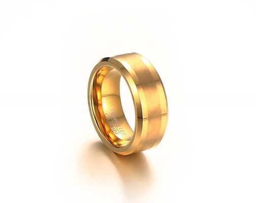 Jewelry Type 18k Gold Tungsten Rings for Men and Women Matte Finish High Polished Beveled Edges Comfort Fit Wedding Bands
