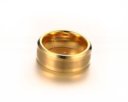 Jewelry Type 18k Gold Tungsten Rings for Men and Women Matte Finish High Polished Beveled Edges Comfort Fit Wedding Bands