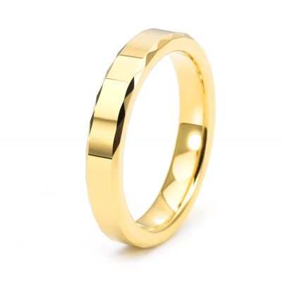 Jewelry Type Women's Wedding Jewelry 4mm Polished Brushed Faceted Gold Tungsten Carbide Ring