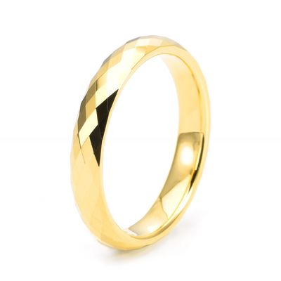 Jewelry Type Women's Wedding Jewelry 4mm Polished Brushed Faceted Gold Tungsten Carbide Ring