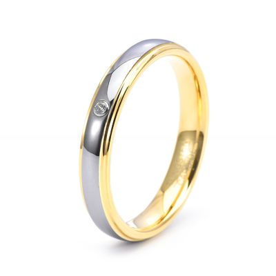 Jewelry Type Women's Wedding Jewelry 4mm Polished Brushed Faceted Gold Tungsten Carbide Ring
