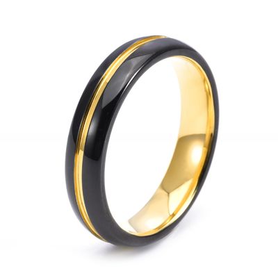 Jewelry Type Women's Wedding Jewelry 4mm Polished Brushed Faceted Gold Tungsten Carbide Ring