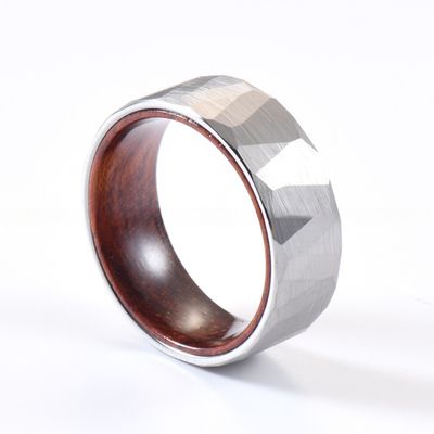 Unisex 8mm Black Rose Wood Inlay Tungsten Ring Classic Faceted Wedding Band for Men Jewelry Main Material Tungsten