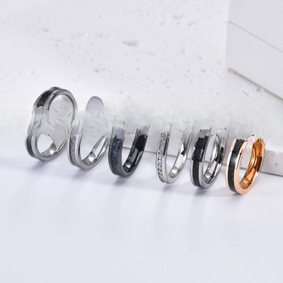 Wedding Rose Gold Black Tungsten Carbide Ring Plating Polished With Sandstone Inlay