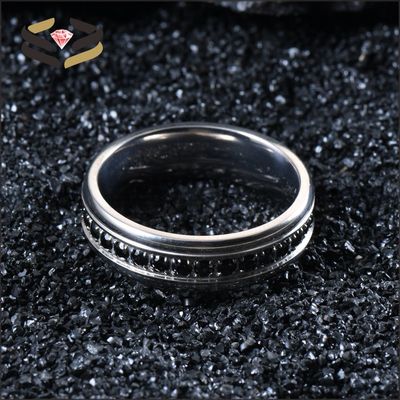 Women Titanium Wedding Rings 6mm With Black Cubic Zirconia Inlay
