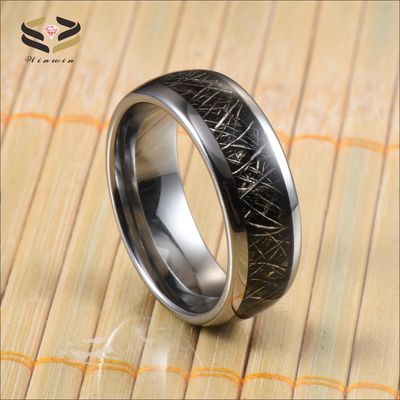 8mm Silver Tungsten Carbide Black Meteorite Ring Fashionable Wedding Band with Sample Making and Other Diamond Shape