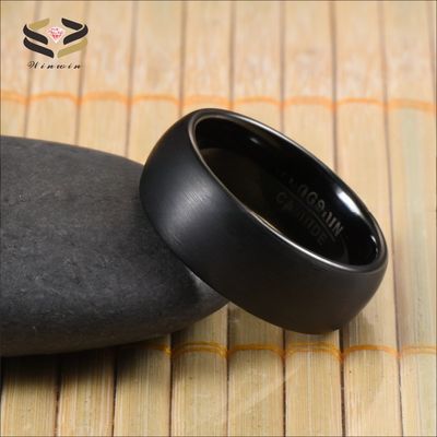 Third Party Appraisal Certificate 8mm Classic Black Plated Tungsten Rings for Men