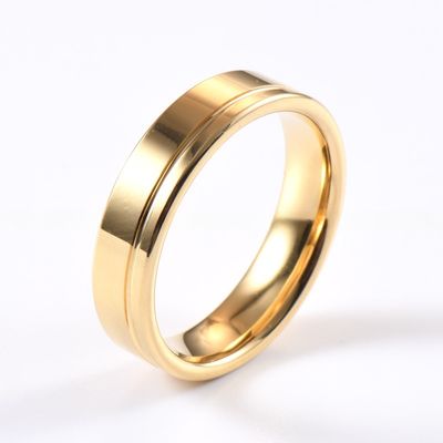 Wedding Bands or Rings 6mm Fashion Offest Groove 18K Gold Tungsten Carbide Ring for Men Women Sample Making Service