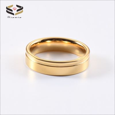Wedding Bands or Rings 6mm Fashion Offest Groove 18K Gold Tungsten Carbide Ring for Men Women Sample Making Service