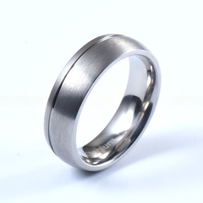 Titanium Engagement Wedding Band Ring Offset Groove Matte Brushed 6mm 8mm for Men Women