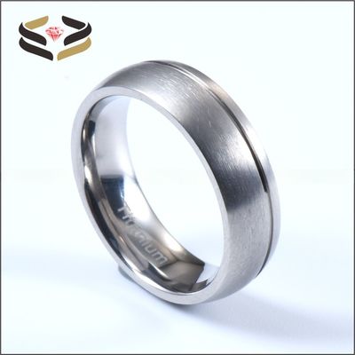 Titanium Engagement Wedding Band Ring Offset Groove Matte Brushed 6mm 8mm for Men Women