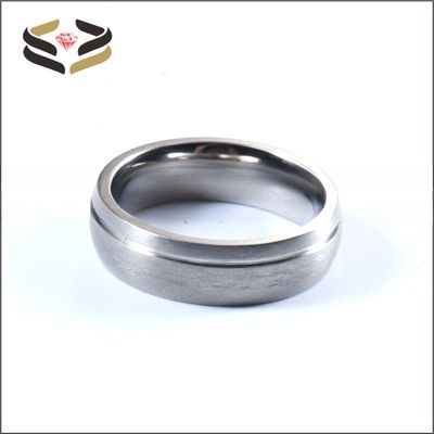 Titanium Engagement Wedding Band Ring Offset Groove Matte Brushed 6mm 8mm for Men Women