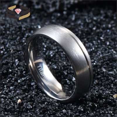Titanium Engagement Wedding Band Ring Offset Groove Matte Brushed 6mm 8mm for Men Women