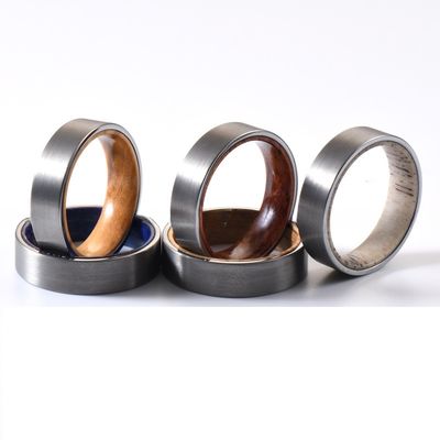 Unisex 6mm Brushed Silver Tungsten Ring with Rose Wood Inner Flat Edges for Wedding Engagement Gift Men Women