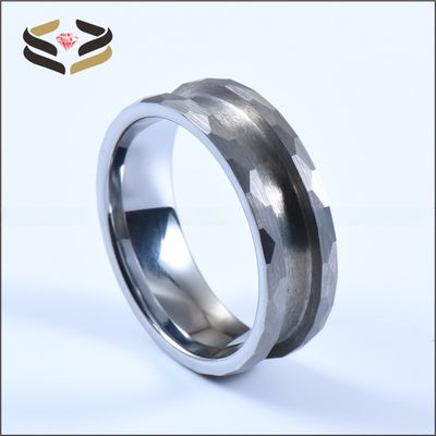 Third Party Appraisal Silver Hammered Tungsten Ring Blank Inlay Ring Cores 6mm 8mm for Men and Women