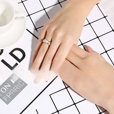6mm 4mm Stainless Steel Couple Ring High Polished Silver Centre IP Gold Plated Simple Fashion Ring for Children's Party