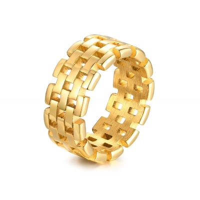 Wedding Stainless Steel Rings 8mm Gold Plated Third Party Appraisal With Hollow Styles