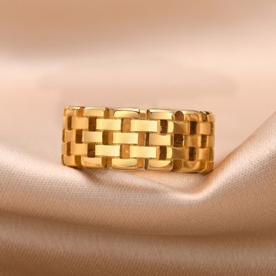 Wedding Stainless Steel Rings 8mm Gold Plated Third Party Appraisal With Hollow Styles