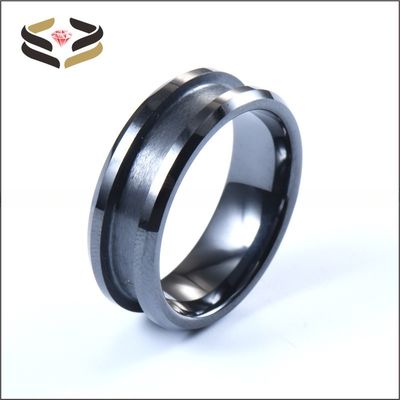 Men'S Women'S Black Wedding Ceramic Rings 4mm 6mm 8mm With Customizable Inlay