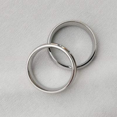 Couples Cubic Zirconia Stainless Steel Rings 6mm Silver Gold Knurling Diamond Patterns