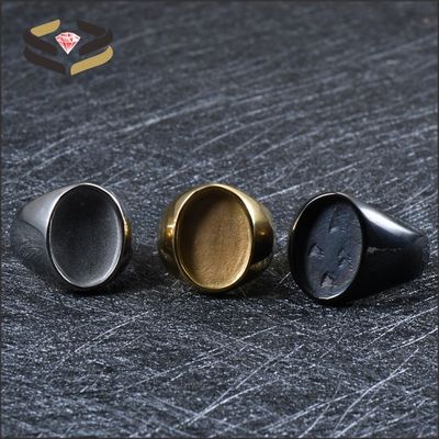 Geometric Pattern Stainless Steel Blank Wedding Band Rings With Plating Custom