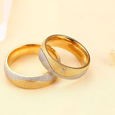Diamond Shape Galaxy Stainless Steel Rings Silver 18K Gold Plated Two Tone Sandblasted