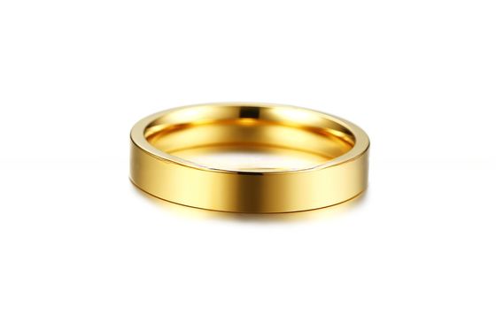 Women Stainless Steel Flat Rings Silver / Rose Gold / Gold Plated Polished Stackable 4mm