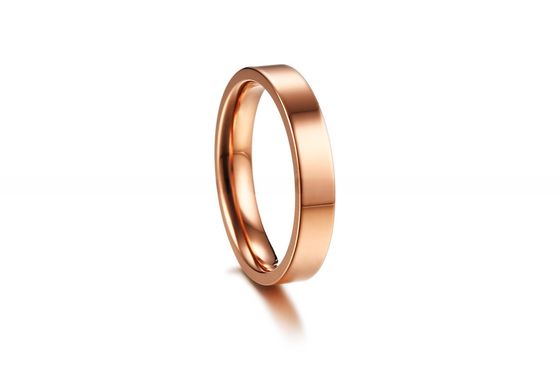 Women Stainless Steel Flat Rings Silver / Rose Gold / Gold Plated Polished Stackable 4mm