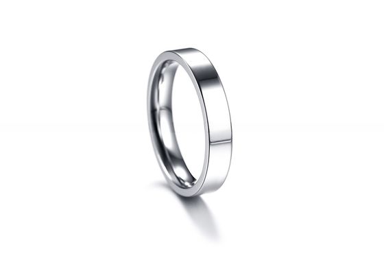Women Stainless Steel Flat Rings Silver / Rose Gold / Gold Plated Polished Stackable 4mm