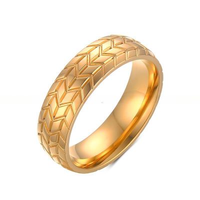 Wedding Engagement Gift Stainless Steel Tire Tread Ring Plating 6mm For Couple