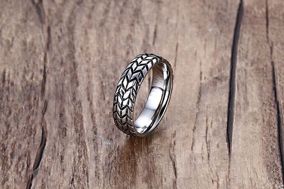 Wedding Engagement Gift Stainless Steel Tire Tread Ring Plating 6mm For Couple