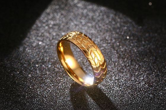 Wedding Engagement Gift Stainless Steel Tire Tread Ring Plating 6mm For Couple