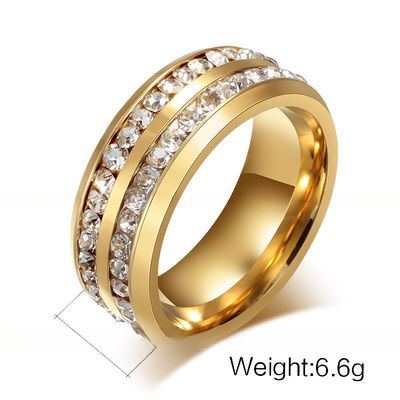Wedding Stainless Steel Eternity Band Geometric 8mm With Cubic Zirconia CZ Inlay